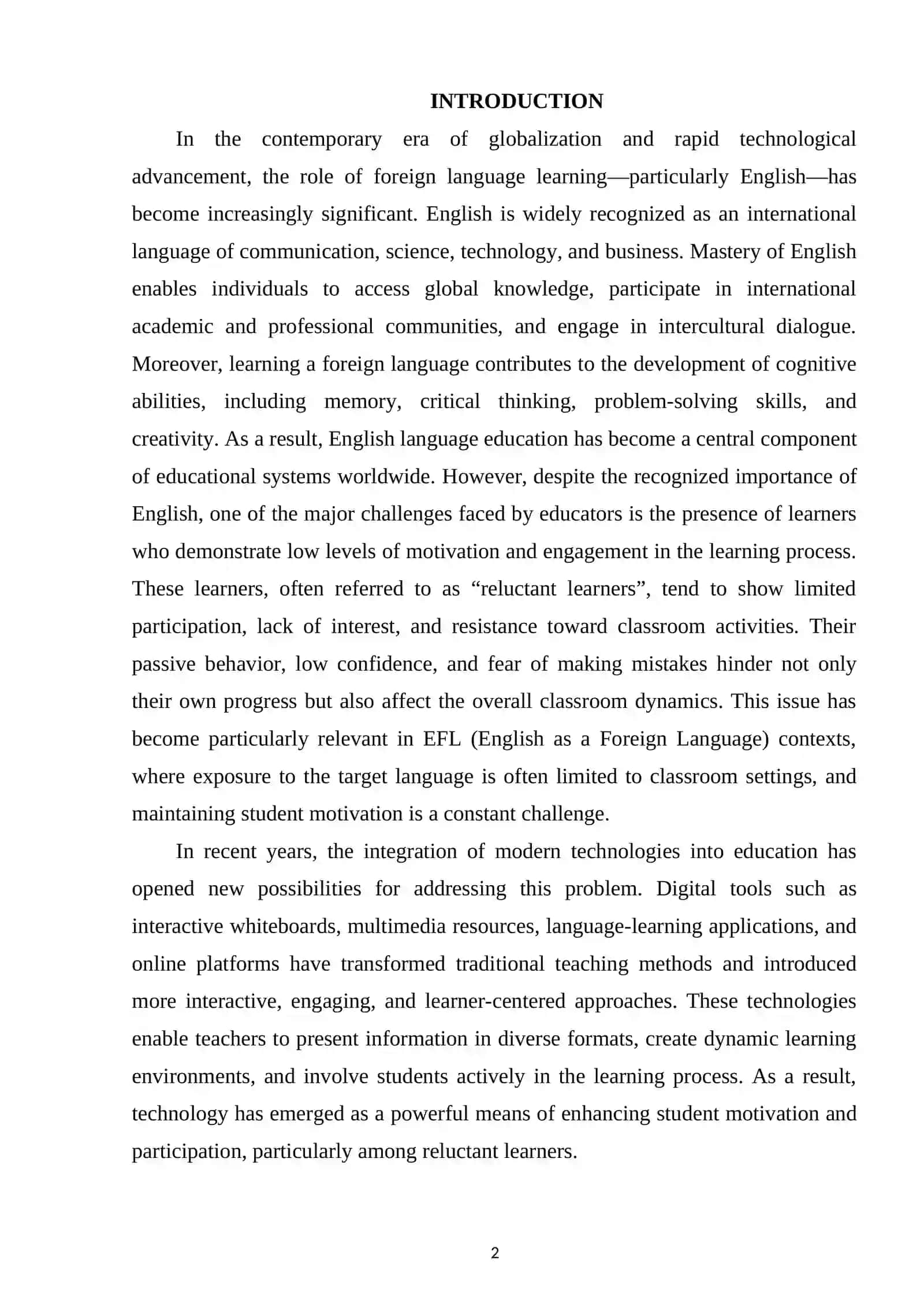 MOTIVATING RELUCTANT LEARNERS: THE IMPACT OF INTERACTIVE WHITE BOARDS AND MULTIMEDIA ON ENGLISH LESSONS 2