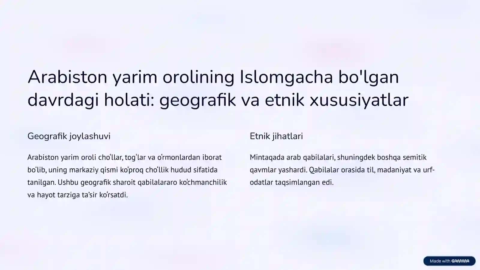 Islom dinining paydo bo‘lishidagi ijtimoiy-siyosiy va madaniy sharoitlar 2