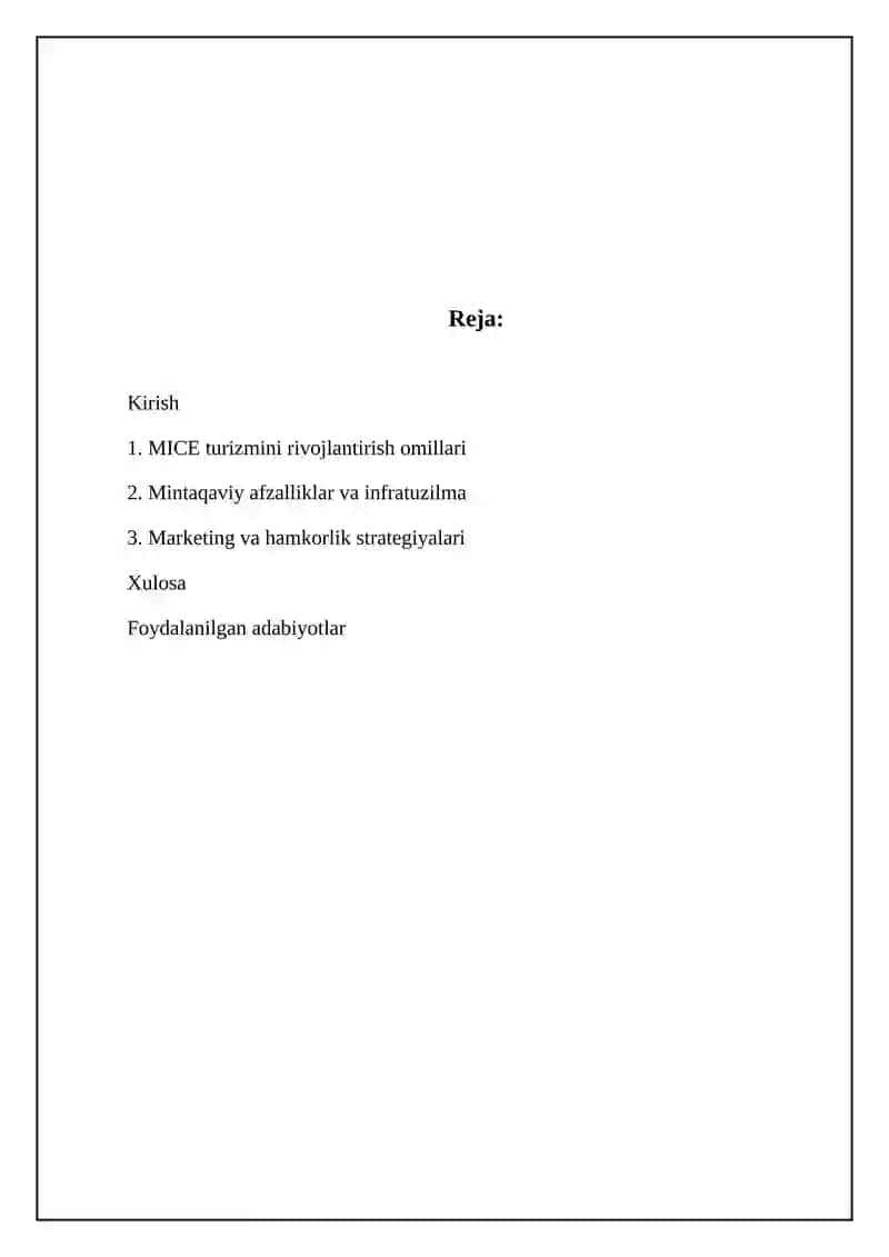 MICE turizimini rivojlantirish omillari 2