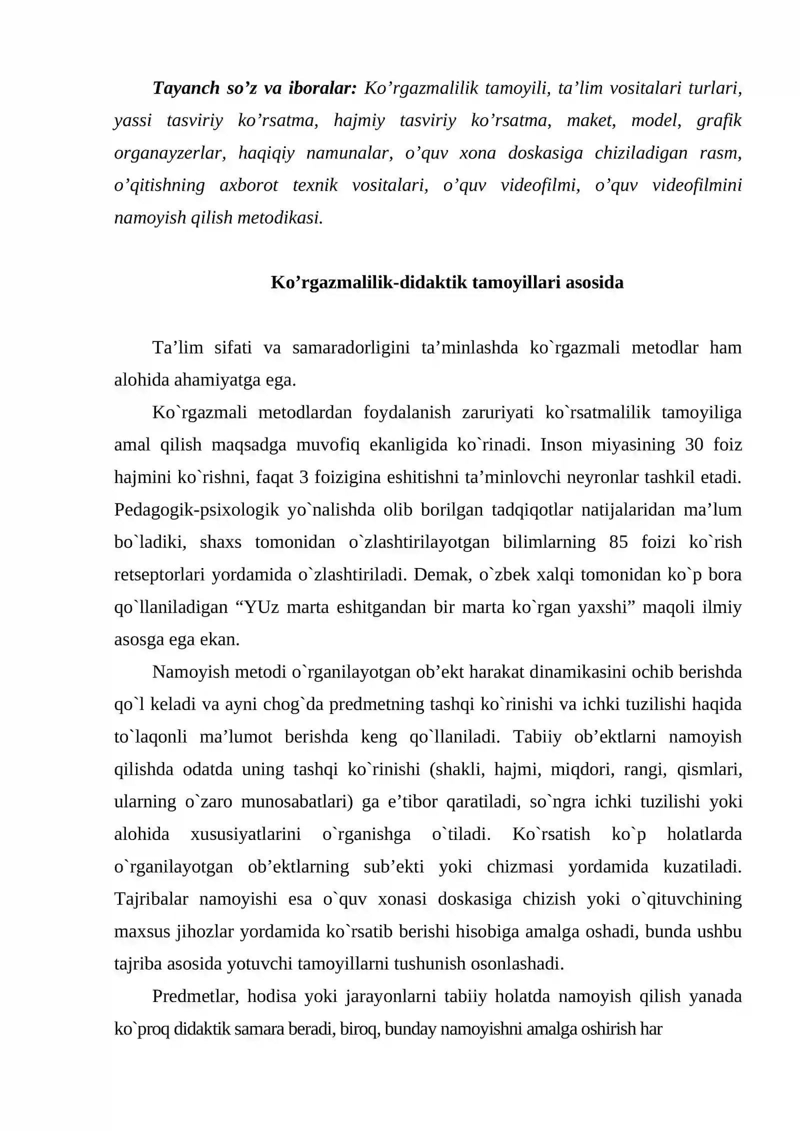 Ta’lim jarayonida ko’rgazmali vositalaridan foydalanish metodikasi 2