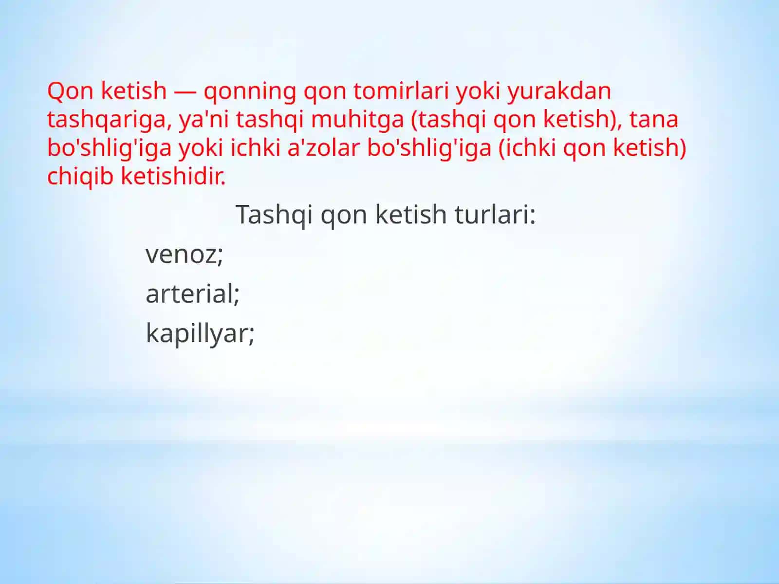 Qon ketishida birinchi tibbiy yordam 2