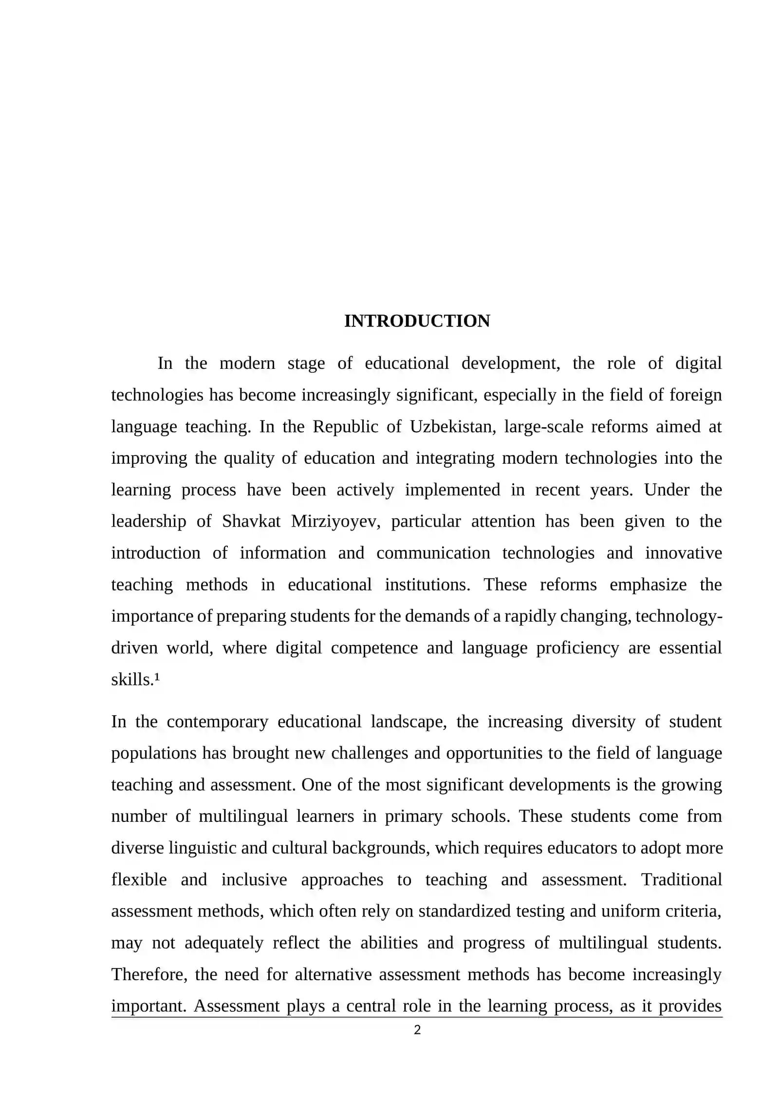 ALTERNATIVE ASSESSMENT METHODS FOR MULTILINGUAL STUDENTS IN PRIMARY SCHOOLS 2