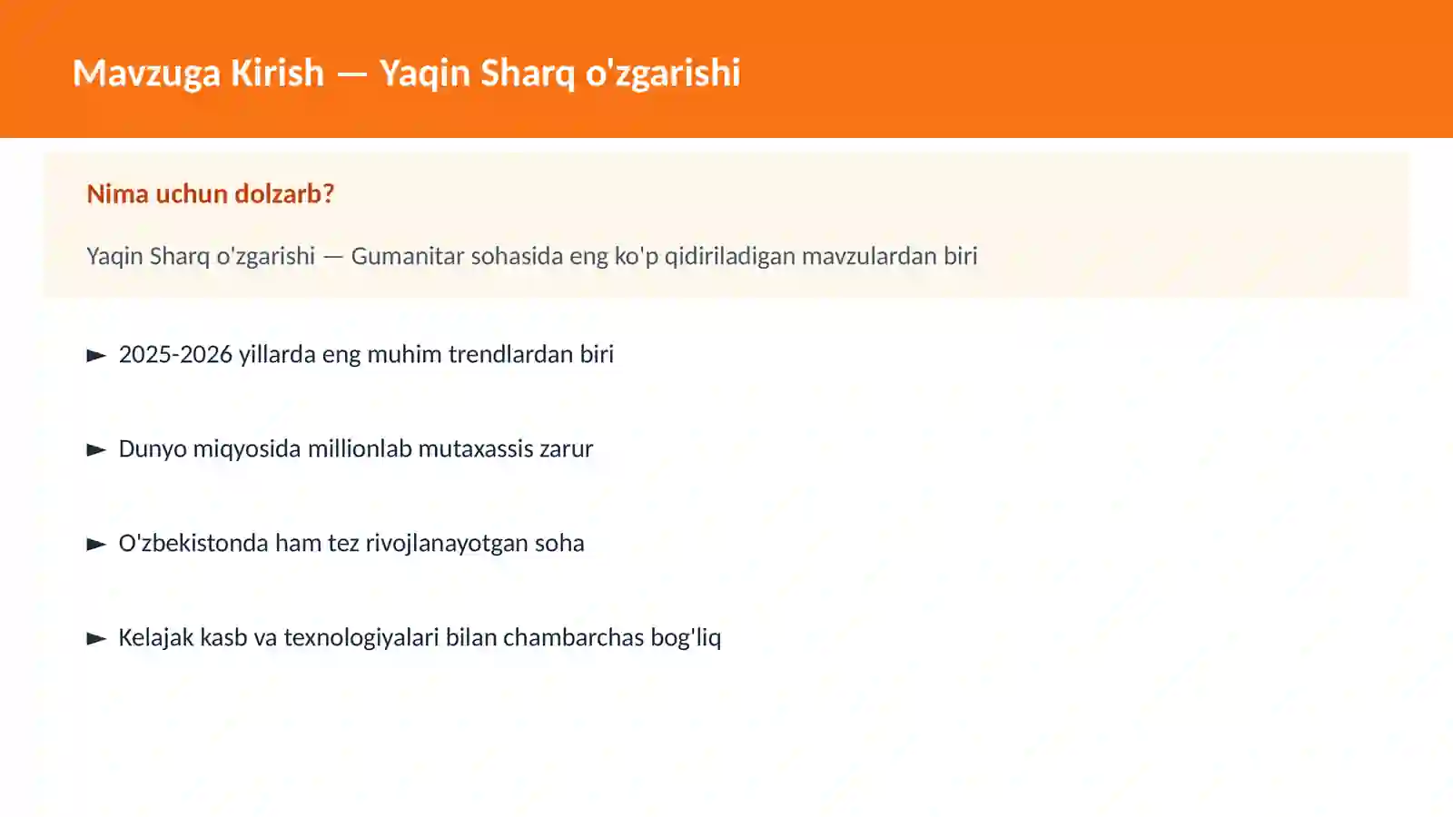 Yaqin Sharq o'zgarishi 2