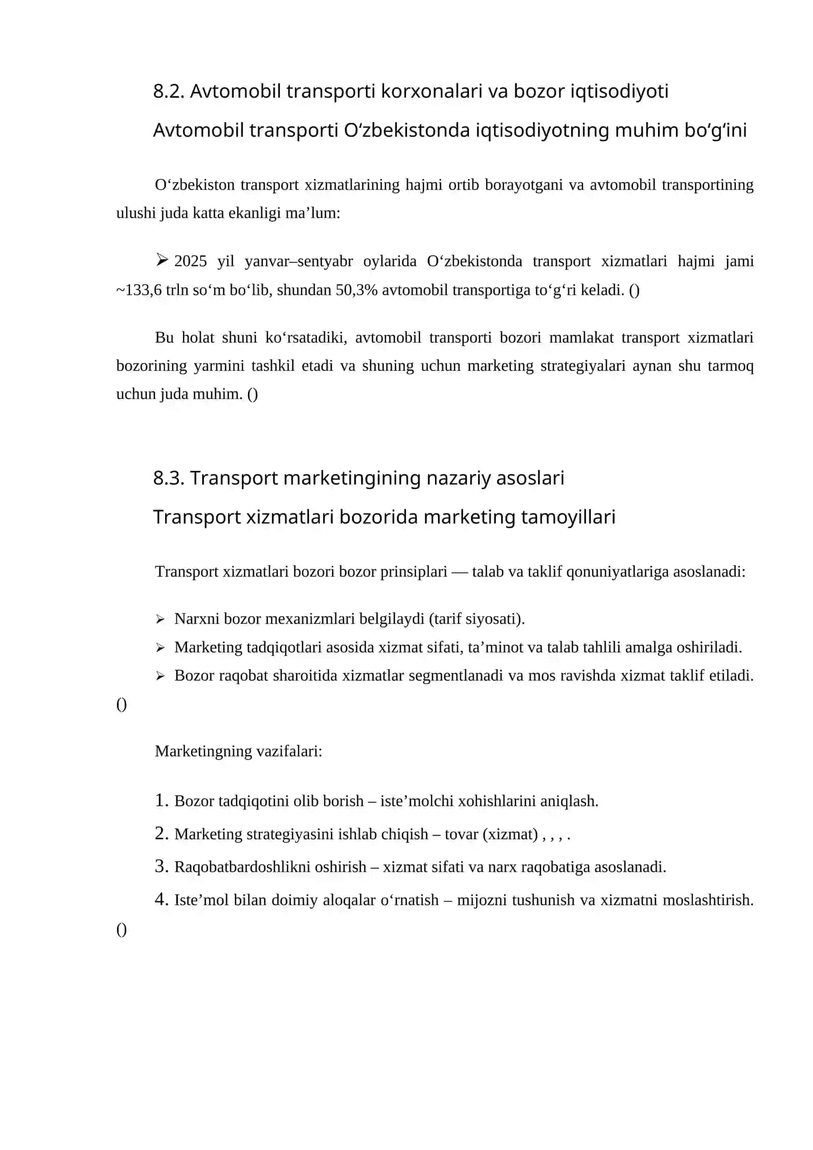 Avtomobil Transporti Korxonalarning Marketing Faoliyati 2