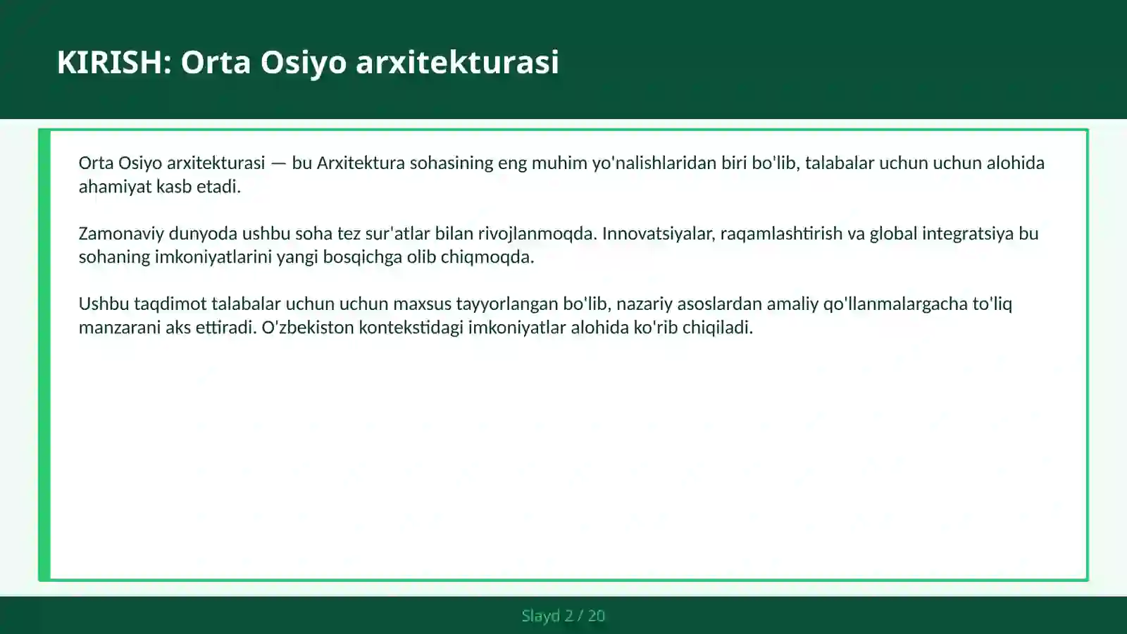Orta Osiyo arxitekturasi 2
