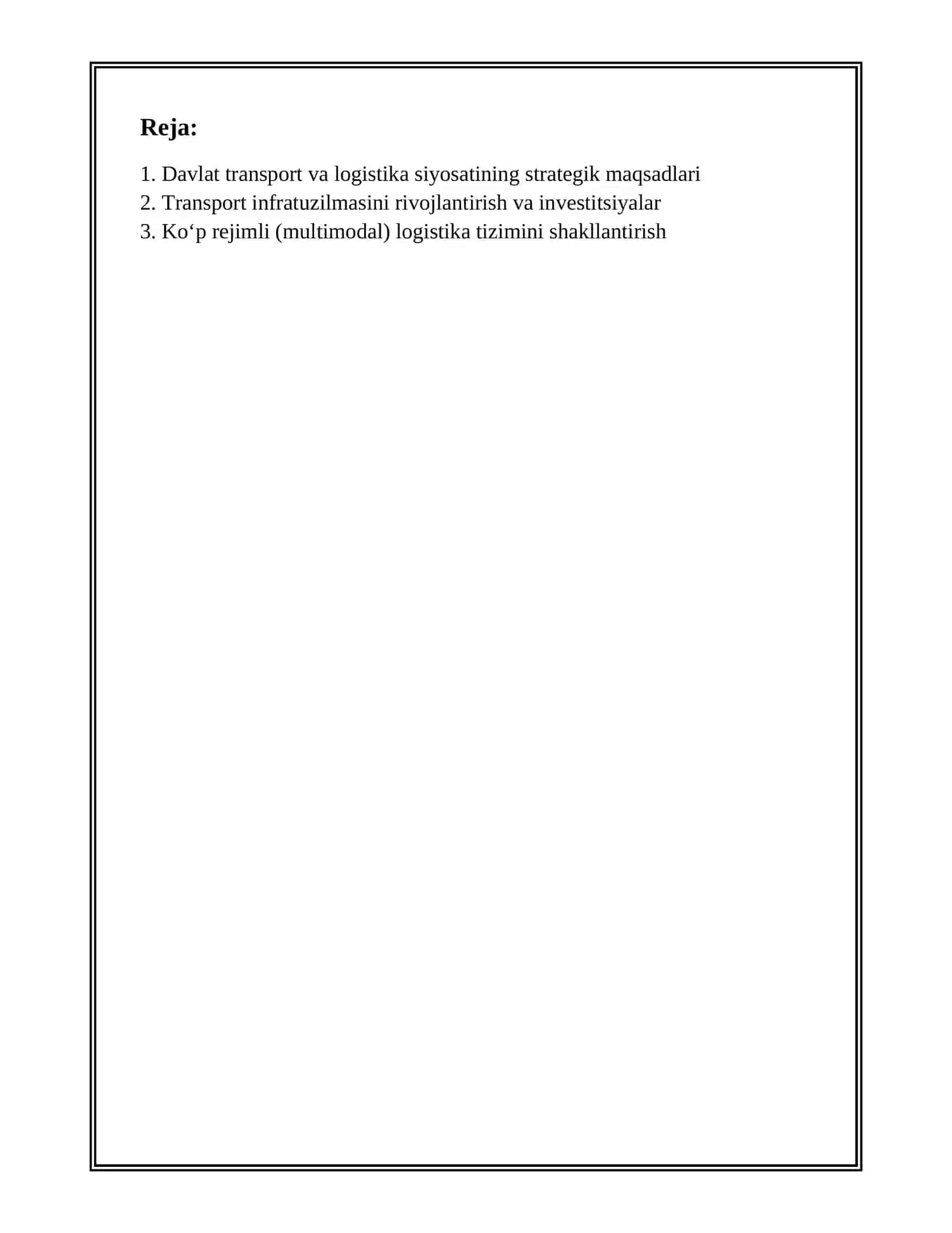 DAVLAT TRANSPORT VA LOGISTIKA SIYOSATI 2