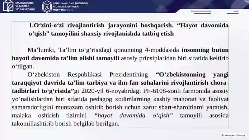 O'zini-o'zi rivojlantirish va uzluksiz kasbiy rivojlanish 2