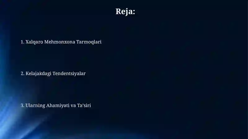 Xalqaro Mehmonxona Tarmoqlari 2