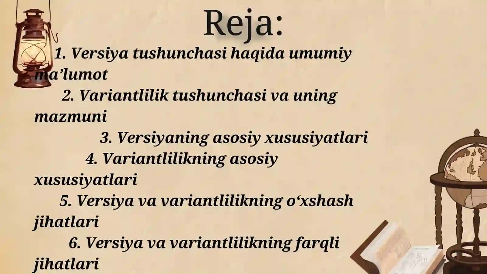 VERSIYA VA VARIATLILIKNING FARQLI JIHATLARI 2