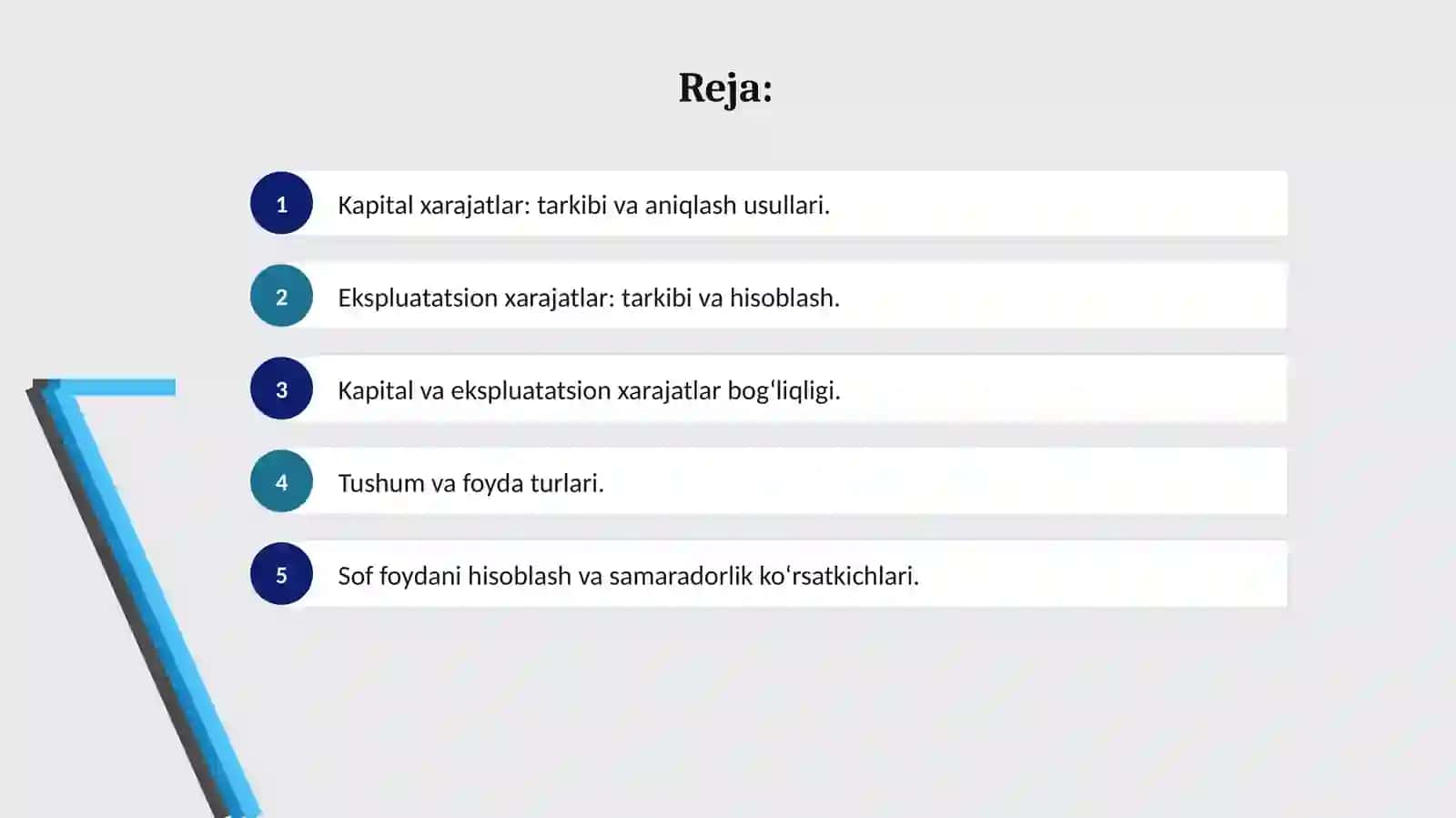 Kapital va ekspluatatsiya xarajatlari, korxonaning sof foydasi 2
