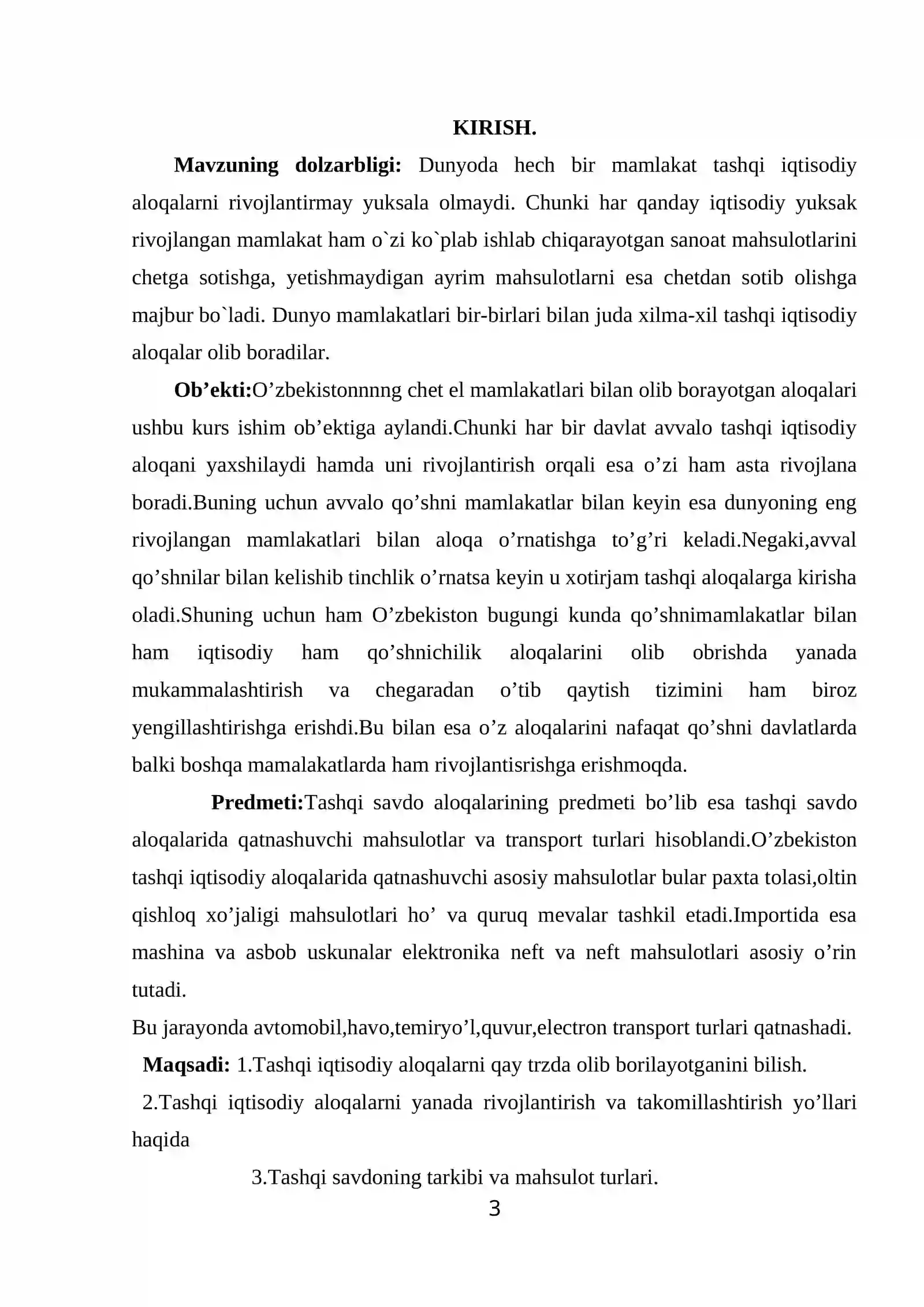 O’zbekiston Respublikasi tashqi iqtisodiy aloqalarining iqtisodiy geografik xususiyatlari 2