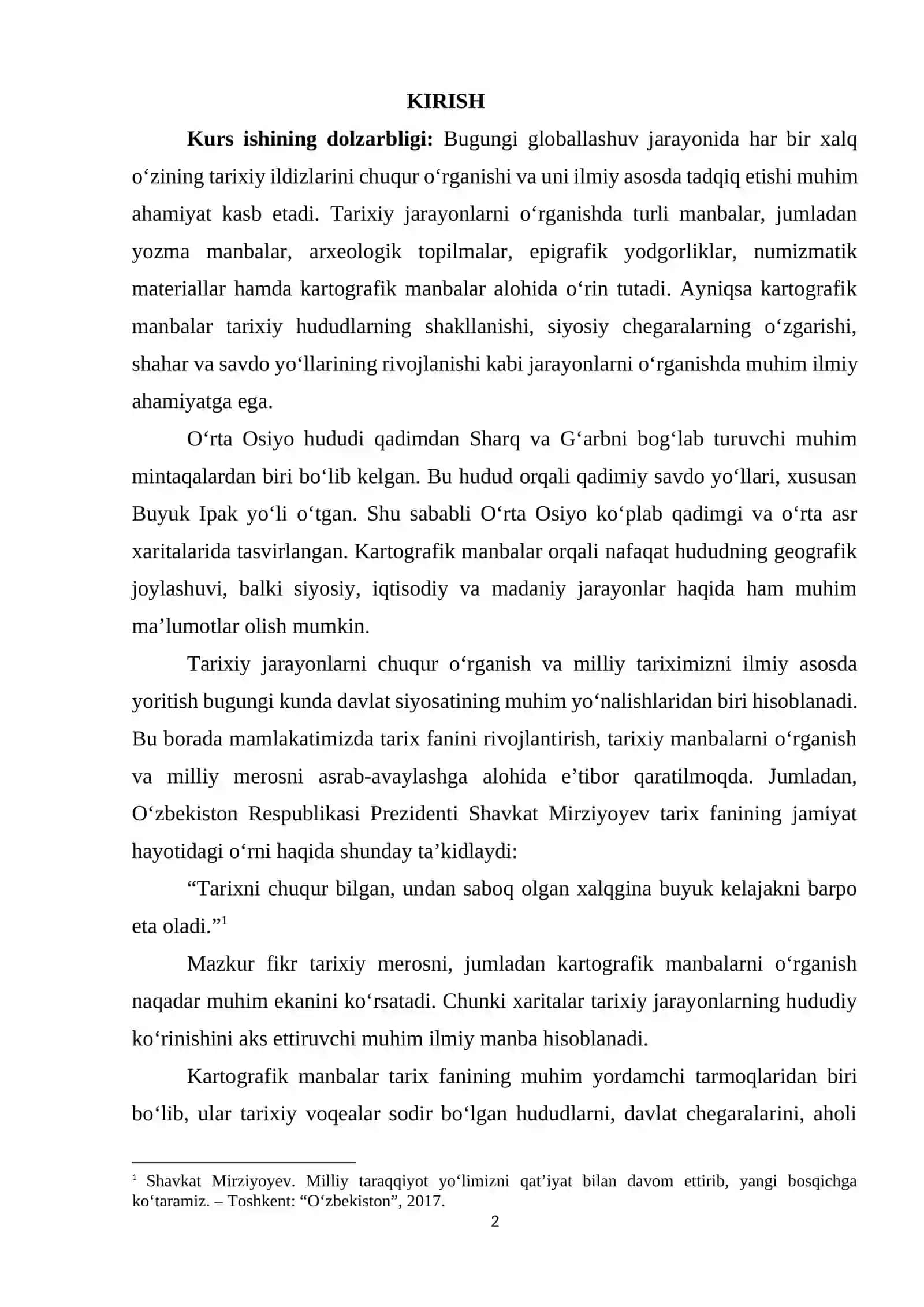Kartografik manbalar O‘rta Osiyo tarixini o‘rganishda muhim manba sifatida 2