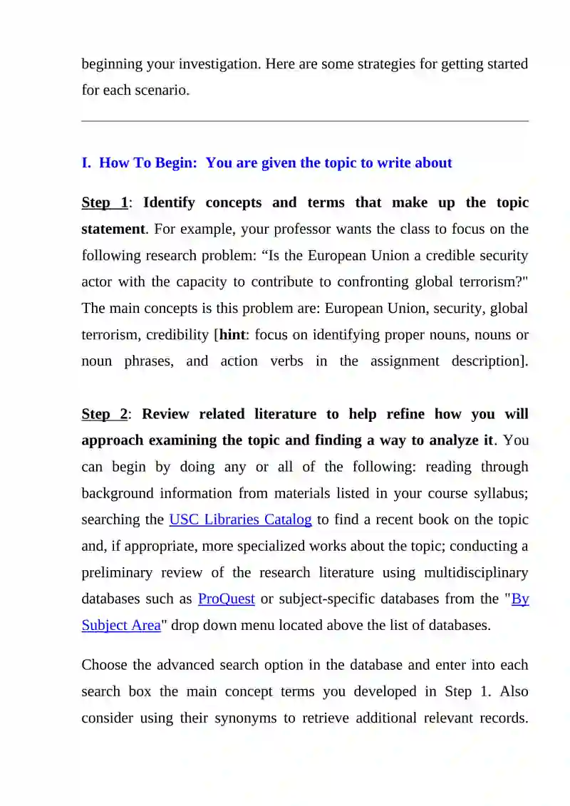 Choosing a Research Problem / How to Begin 2
