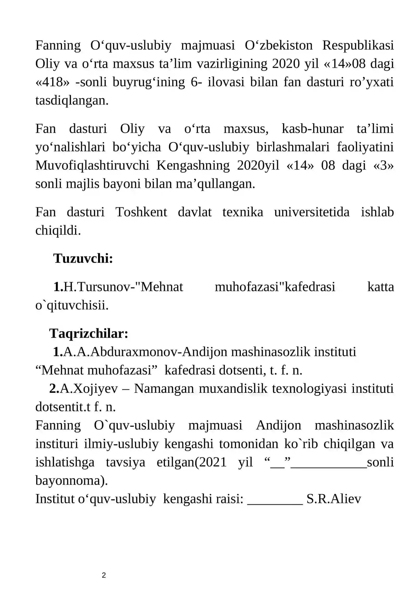 Ishlab chiqarishda xavfli va zararli omillar 2
