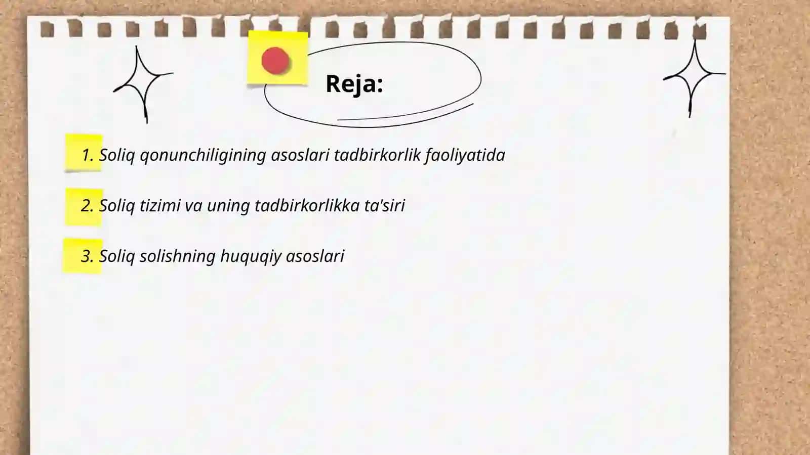 Soliq qonunchiligining asoslari tadbirkorlik faoliyatida 2