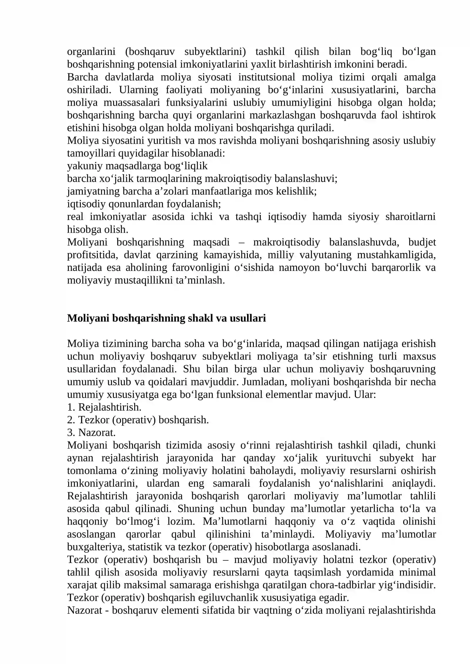 Moliyani boshqarish va nazorat 2