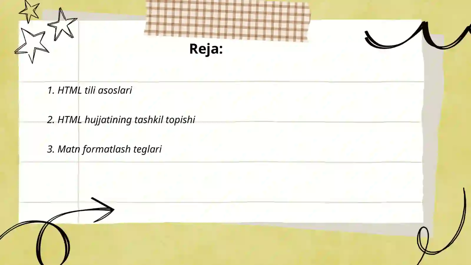 Web dizayn asoslari. HTML tilida ishlash 2