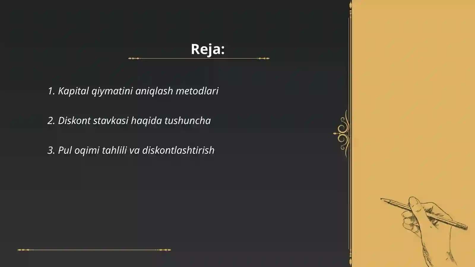 Kapital qiymat va diskont stavkasini hisoblash 2