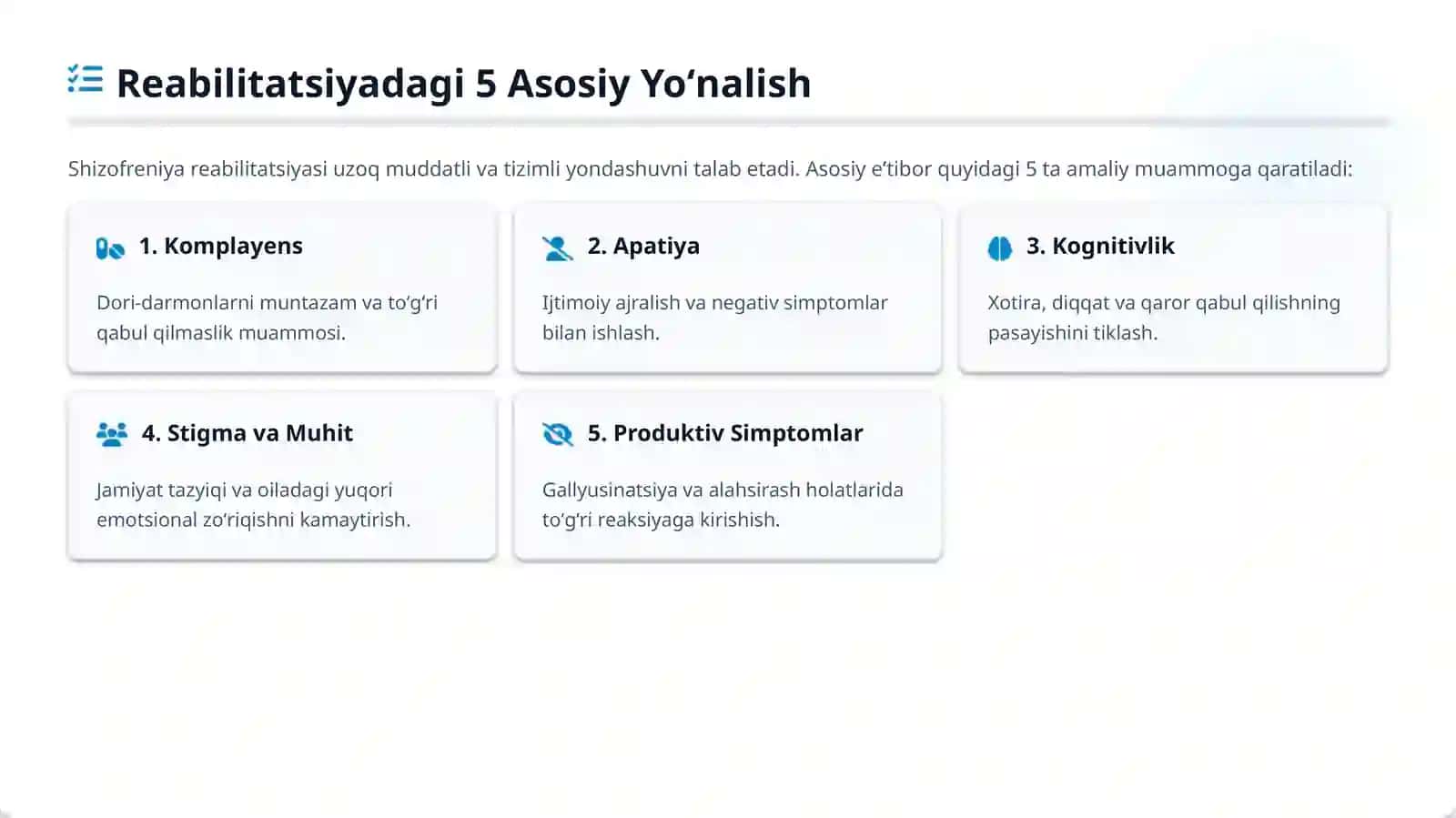 Shizofreniya Bilan Ogʻrigan Bemorlar Reabilitatsiyasi 2