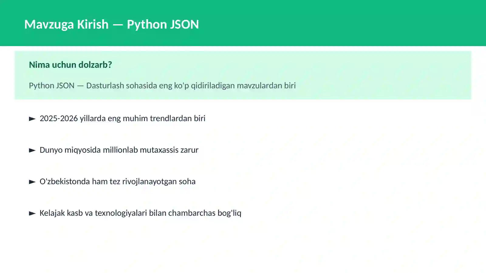 PYTHON DASTURLASH | Python JSON 2