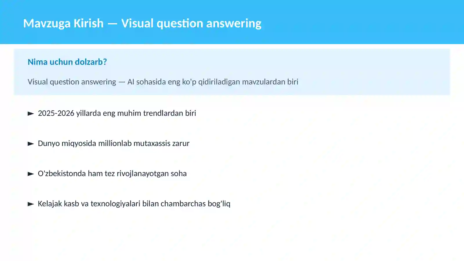 Visual question answering 2