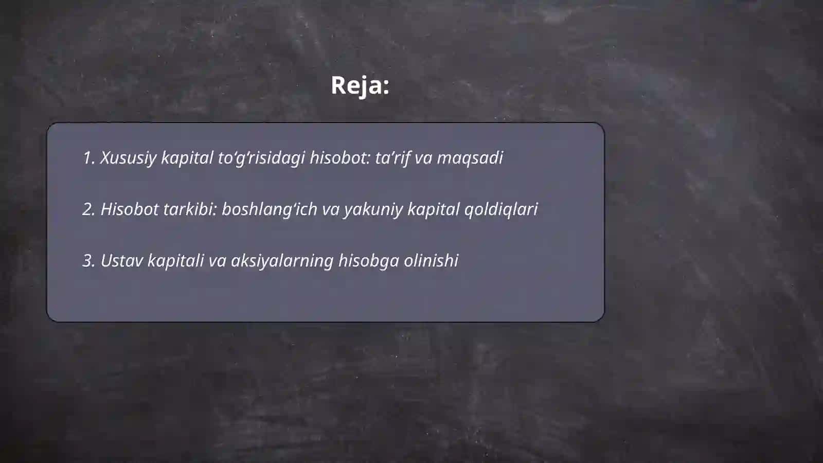 Xususiy kapital to‘g‘risidagi hisobotni tayyorlashjarayoni 2