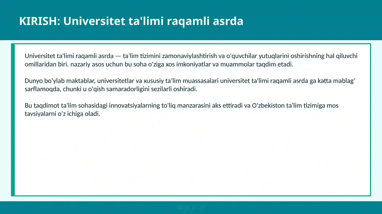 Universitet ta'limi raqamli asrda 2