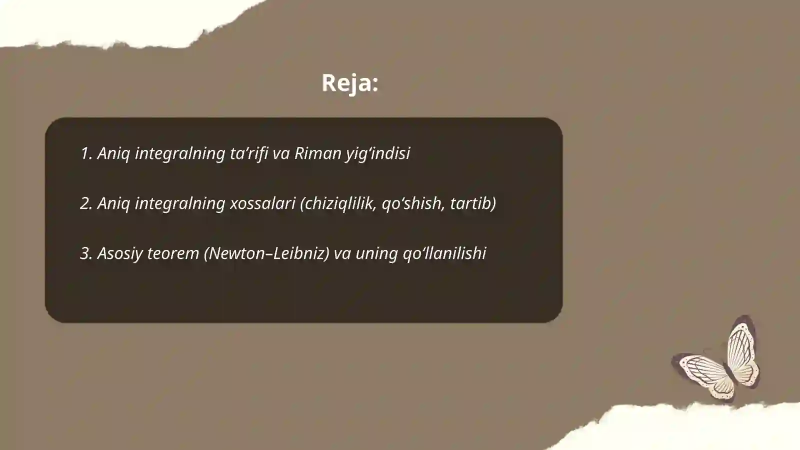 Aniq integral va uning hisoblash usullari 2
