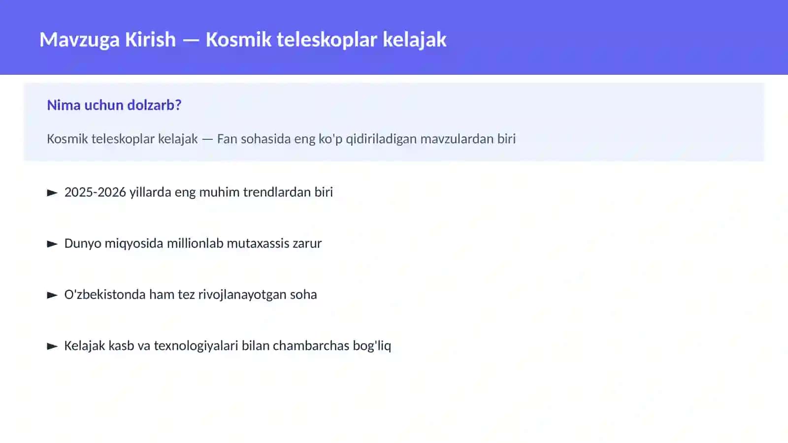 Kosmik teleskoplar kelajak 1