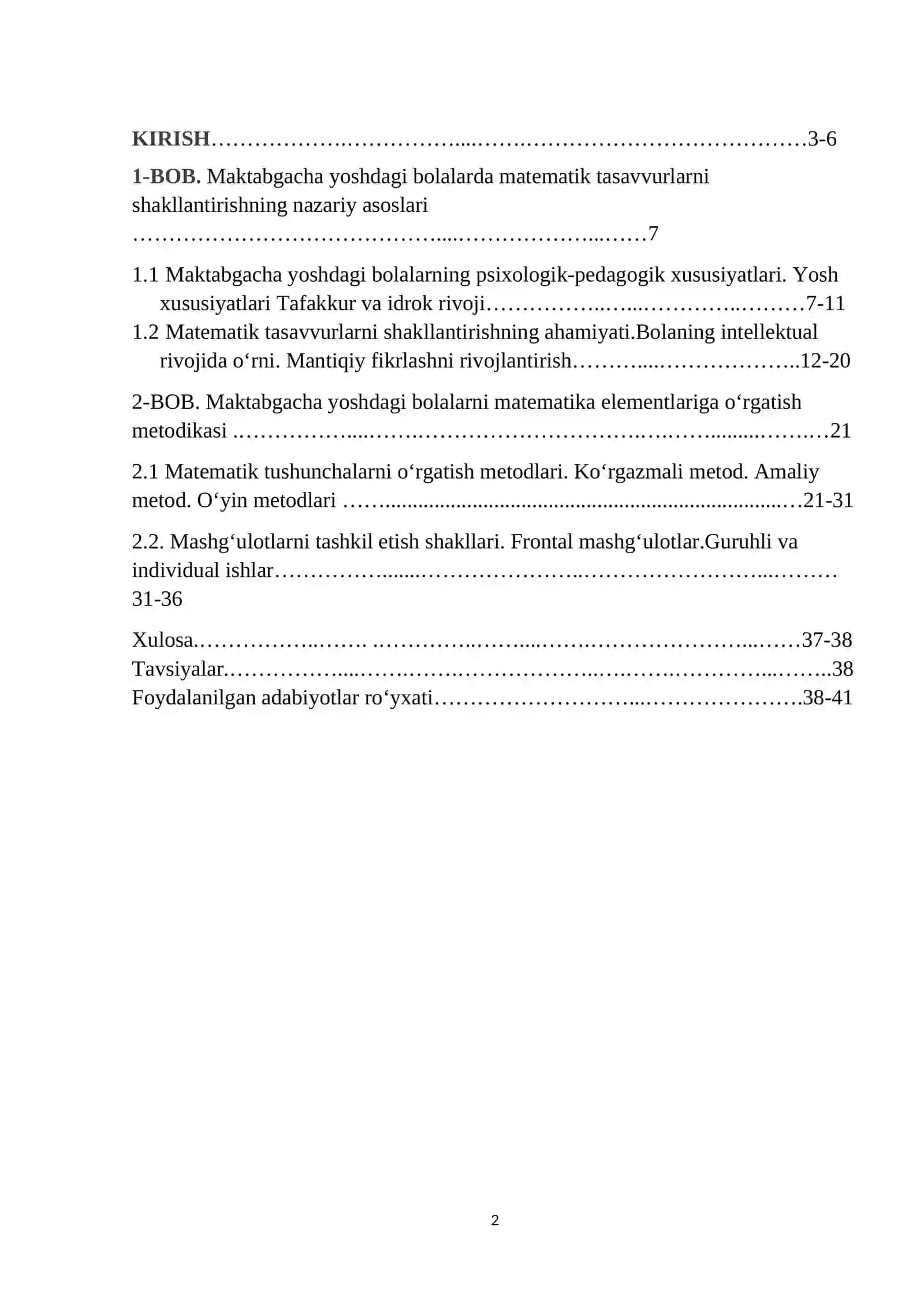 MAKTABGACHA TA'LIM XUSUSIY METODIKASI FANIDAN 2