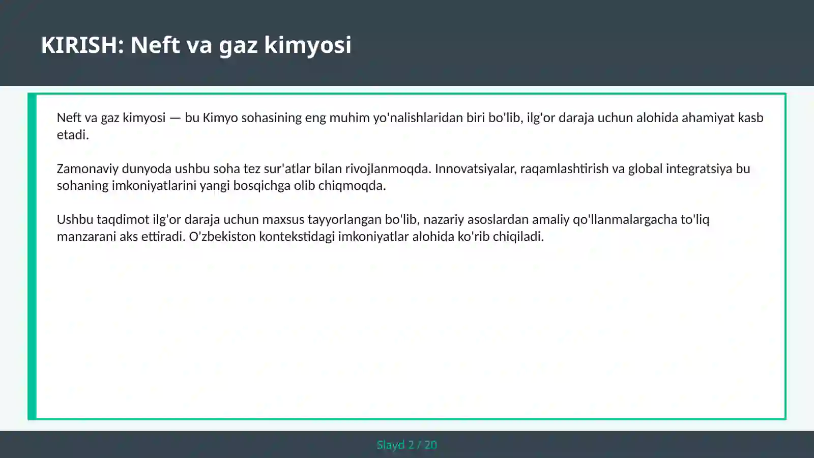 NEFT VA GAZ KIMYOSI 2