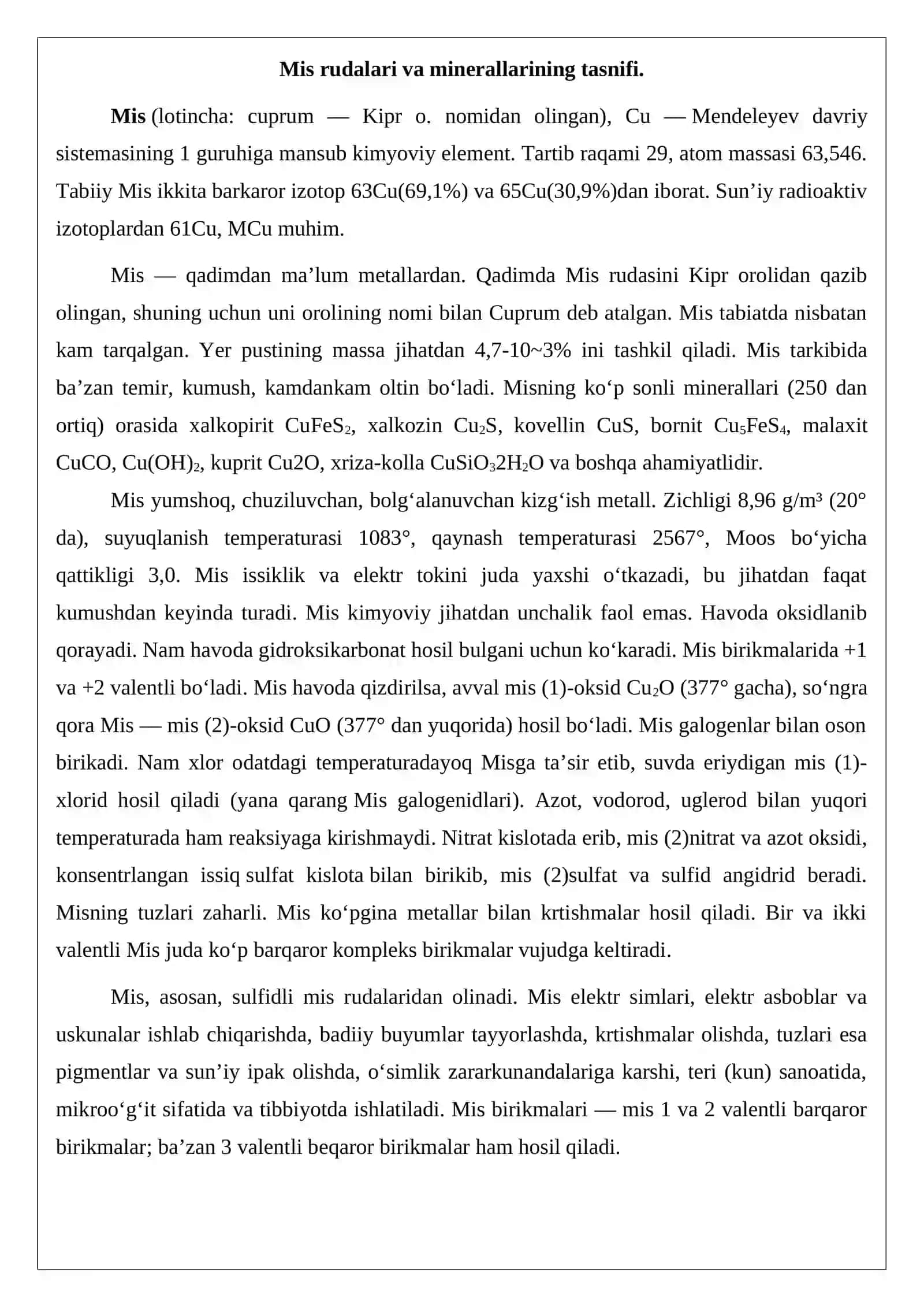 Cu-Zn rudasini qayta ishlovchi maydalash sexi loyihasi 2