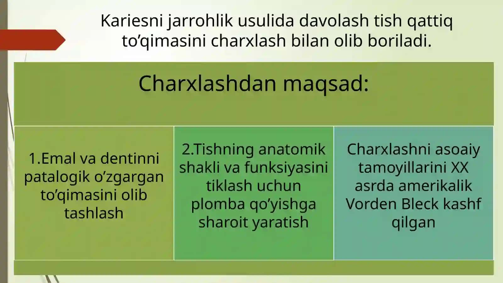 TISH QATTIQ TO‘QIMALARINI CHARXLASH TAMOYILLARI 2