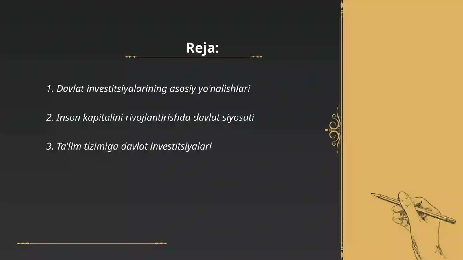 Davlat investitsiyalari va inson kapitalini rivojlantirish 2