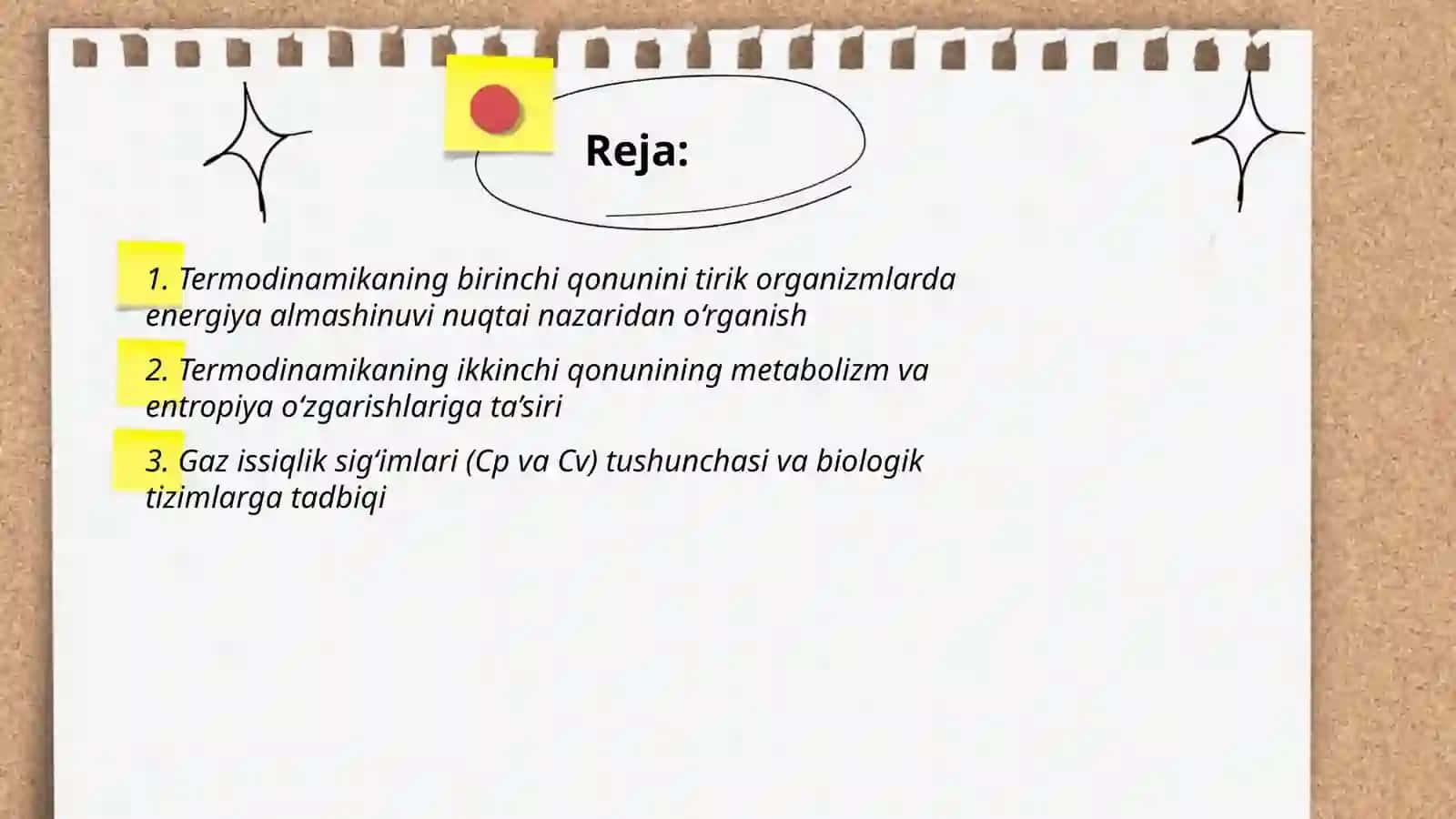 Termodinamika qonunlarini tirik organizmga tadbiqini o‘rganish 2