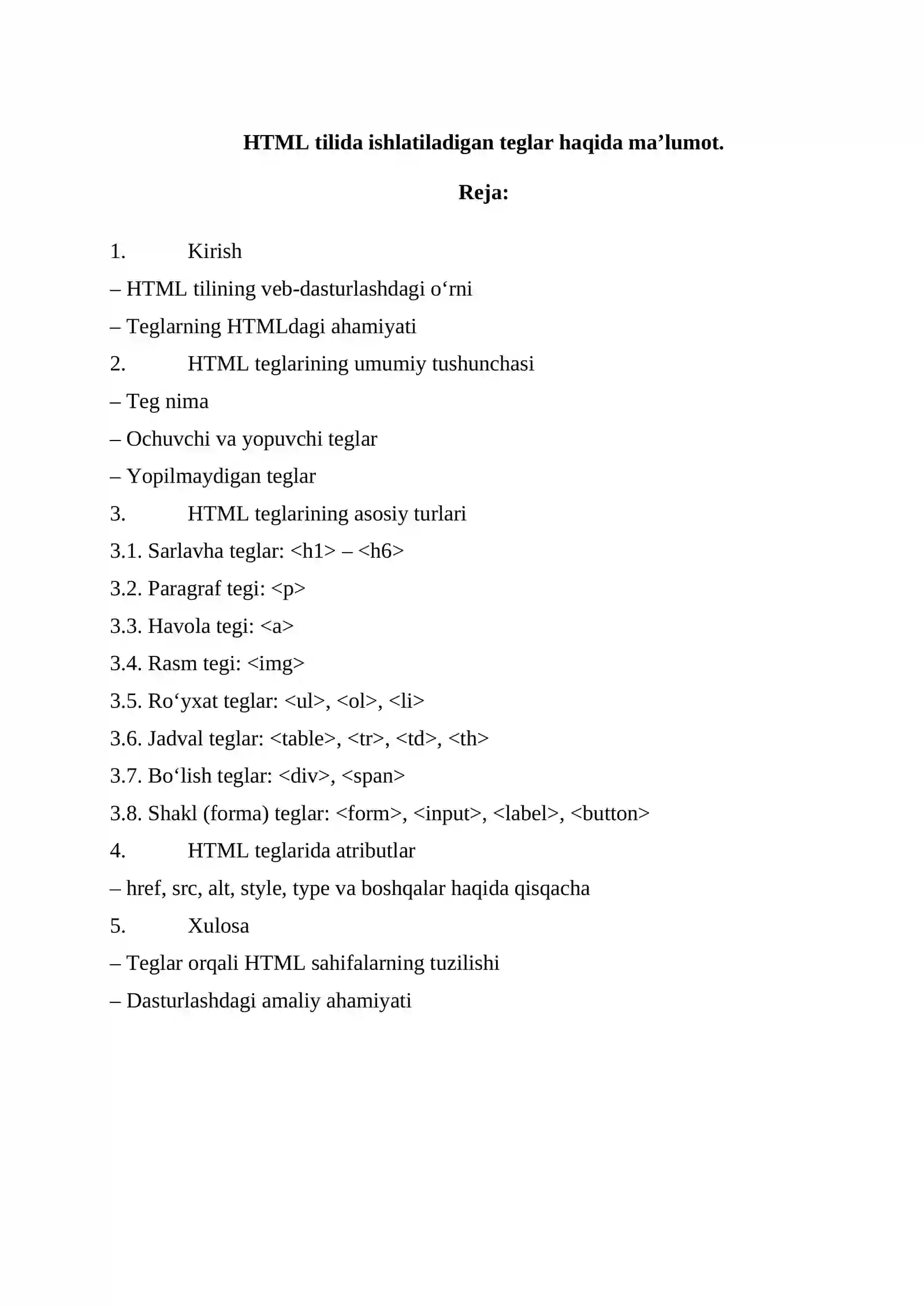 HTML da teglar haqida ma'lumot 2