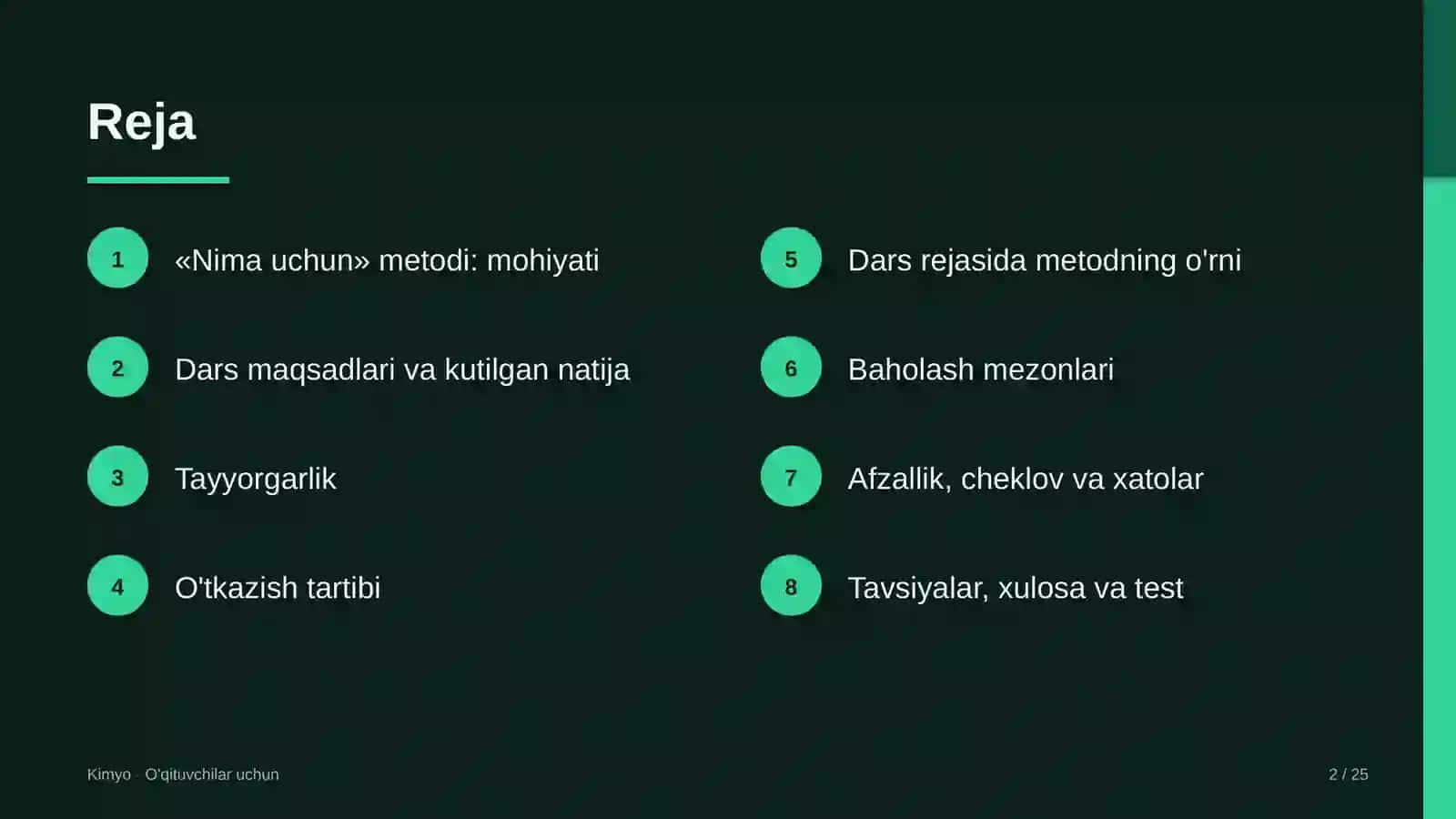 kimyo darslarida nima uchun metodidan foydalanish 2054 2