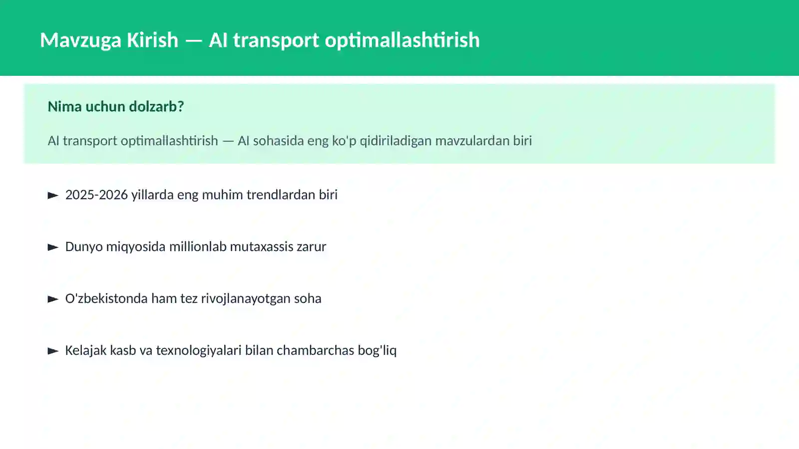 AI transport optimallashtirish 2