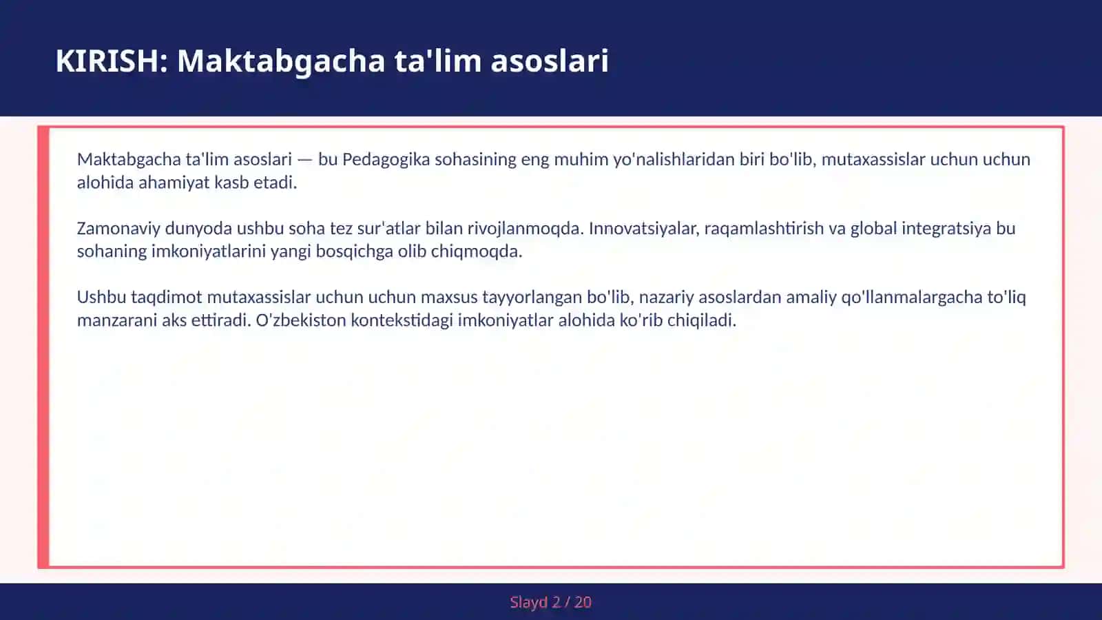 Maktabgacha Ta'lim Asoslari 2