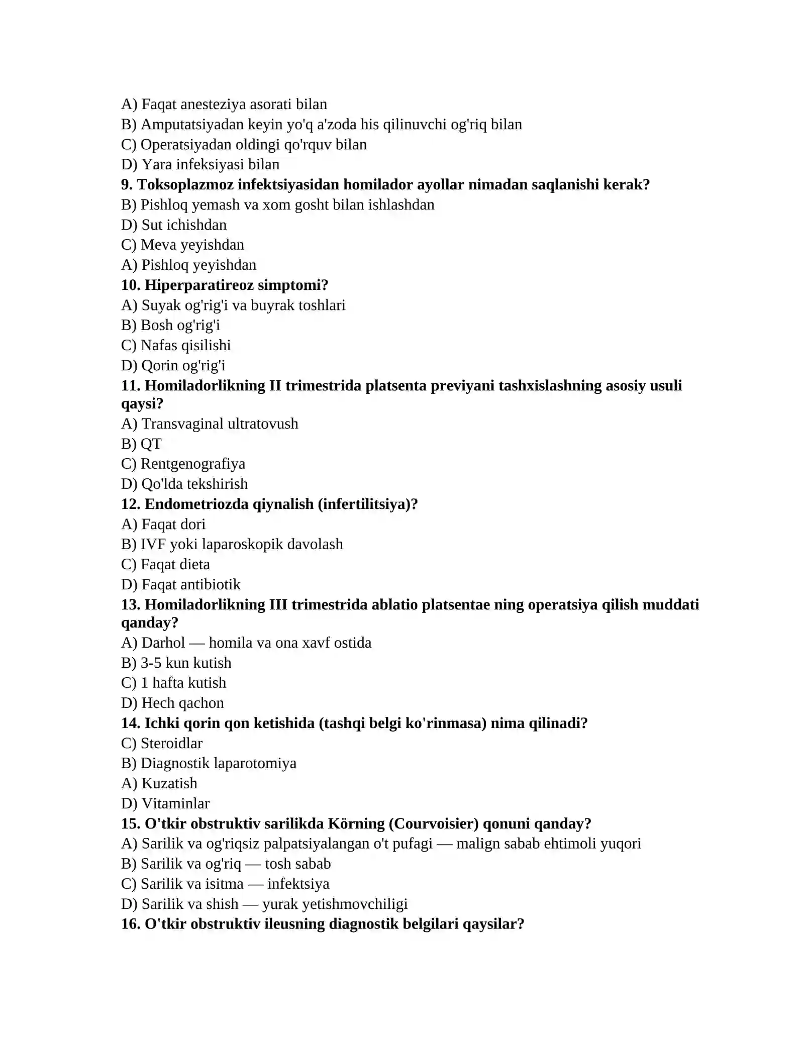 ARGOS tibbiyot savollari 2