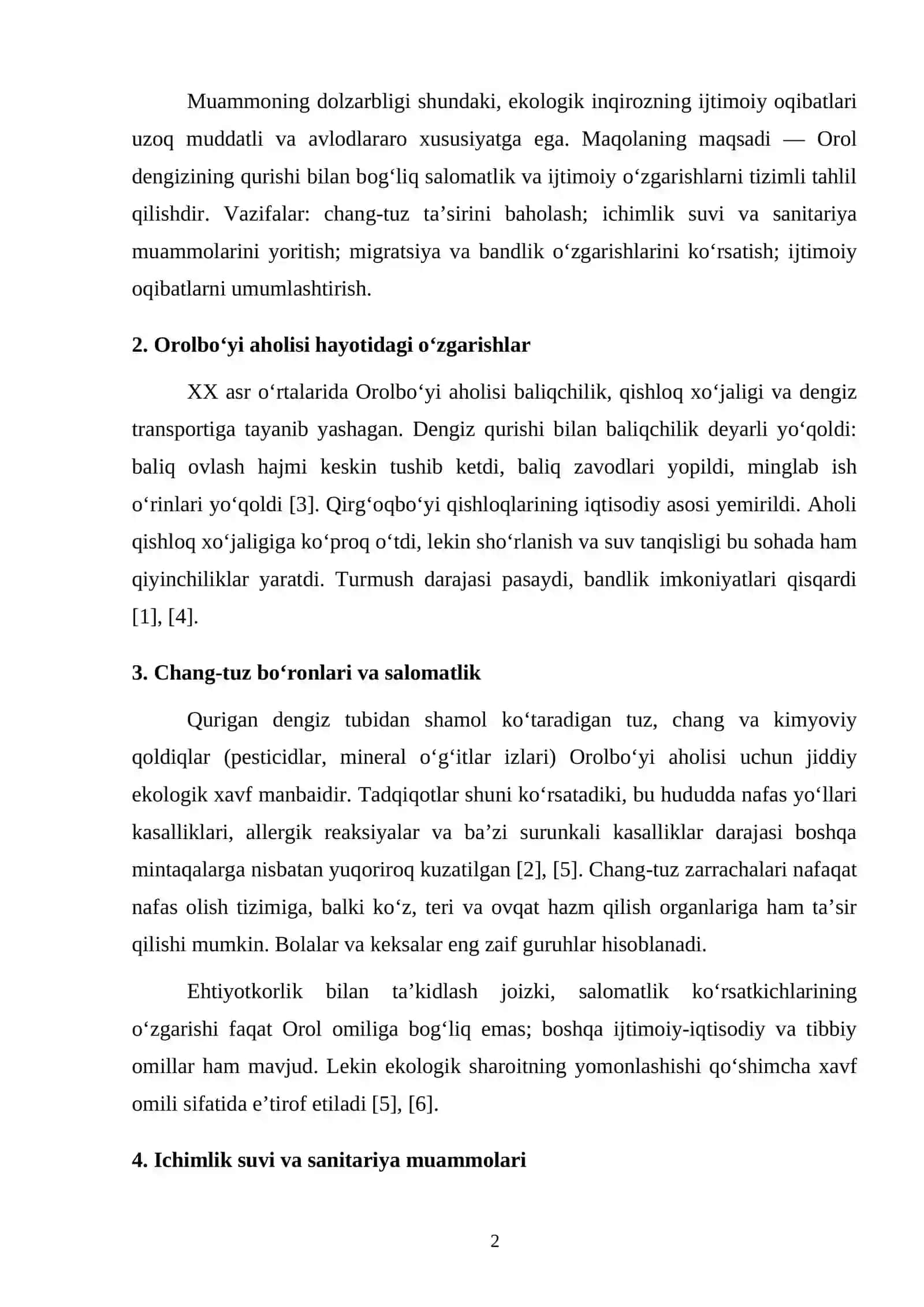 OROL DENGIZINING QURISHI VA UNING AHOLI SALOMATLIGI HAMDA IJTIMOIY HAYOTGA TA’SIRI 2