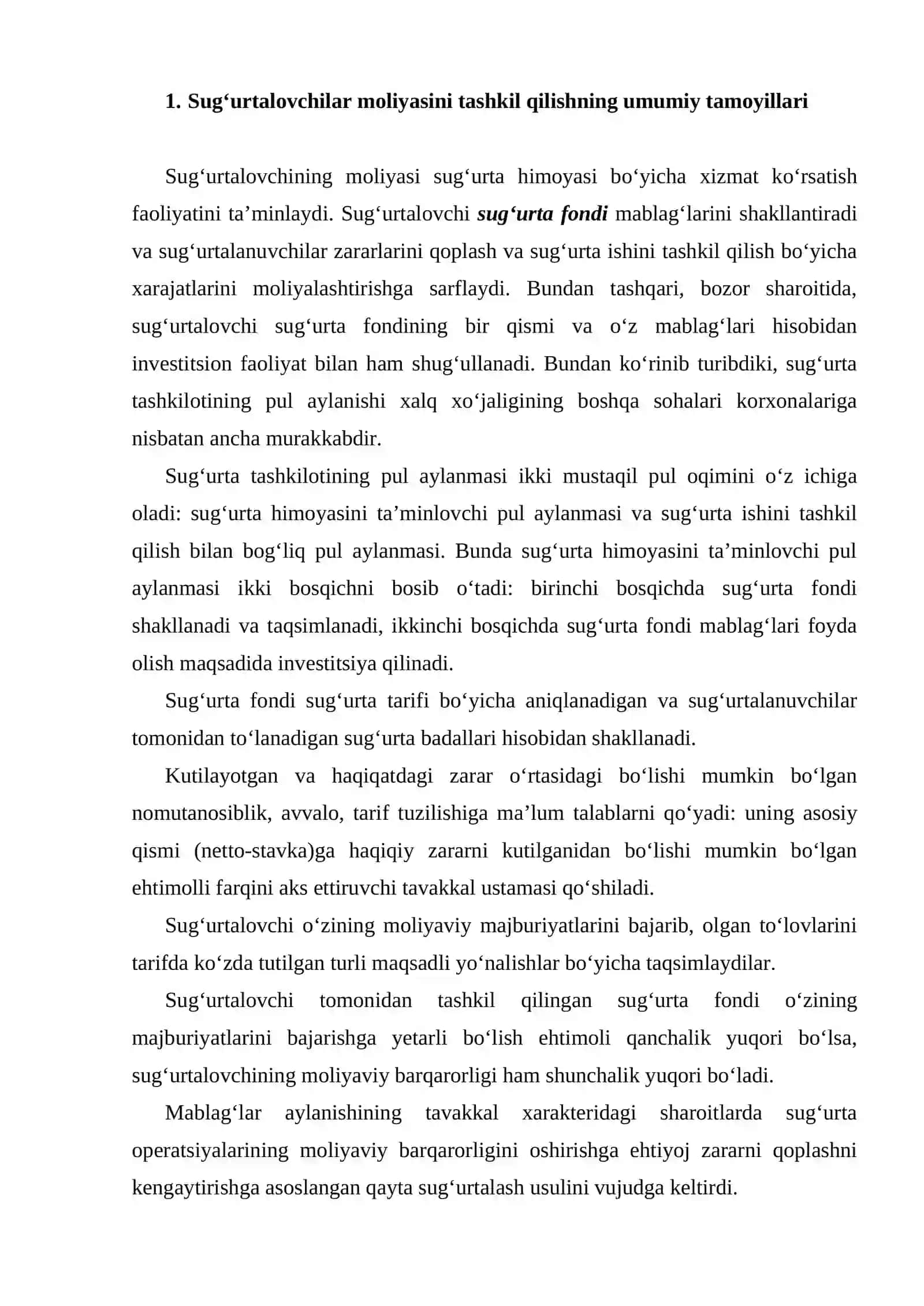 Sug‘urta kompaniyasining moliyasi 2