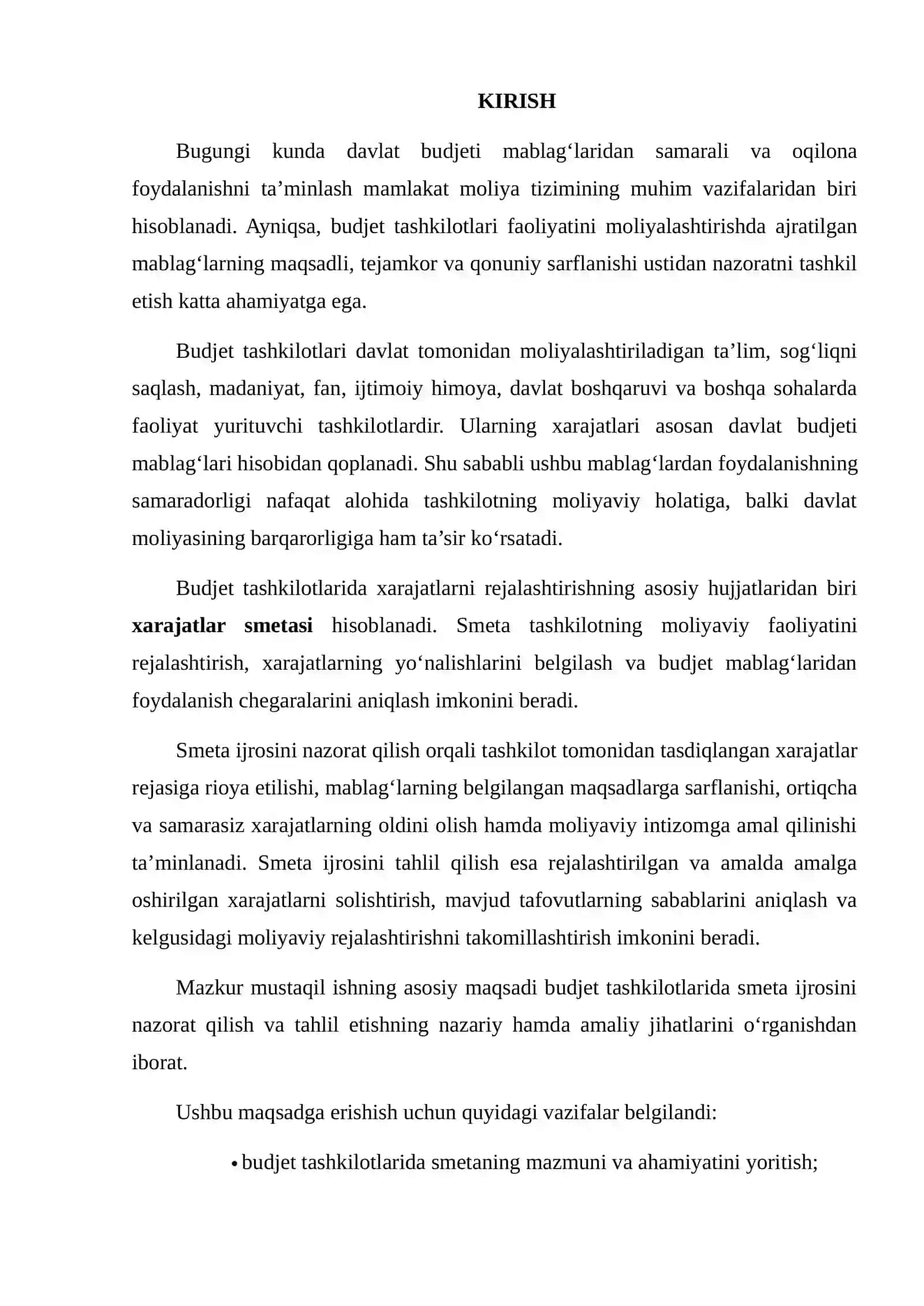 Budjet tashkilotlarida smeta ijrosini nazorat qilish va tahlil etish 2