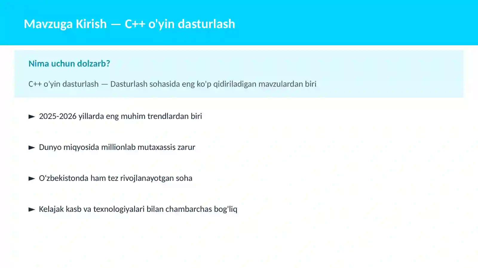 C++ VA TIZIM DASTURLASH 2