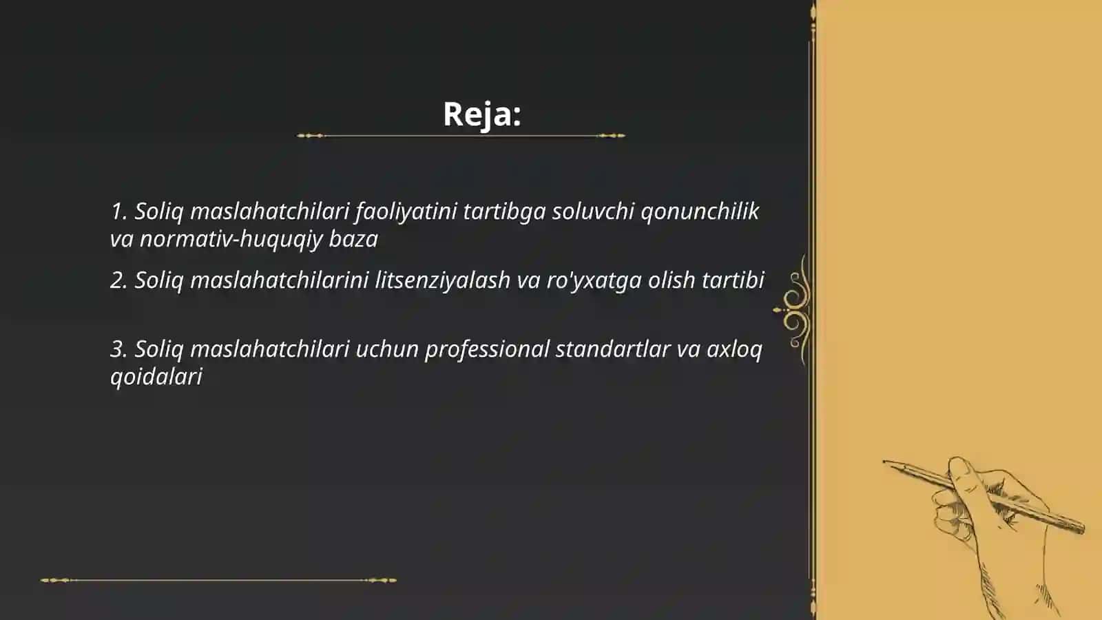 Soliq maslaxati bozorini tartibga solish va nazorat qilish 2