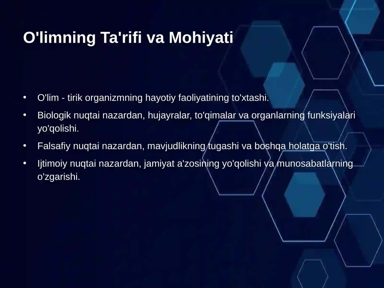 O'lim: Mohiyati, Sabablari va Natijalari 2