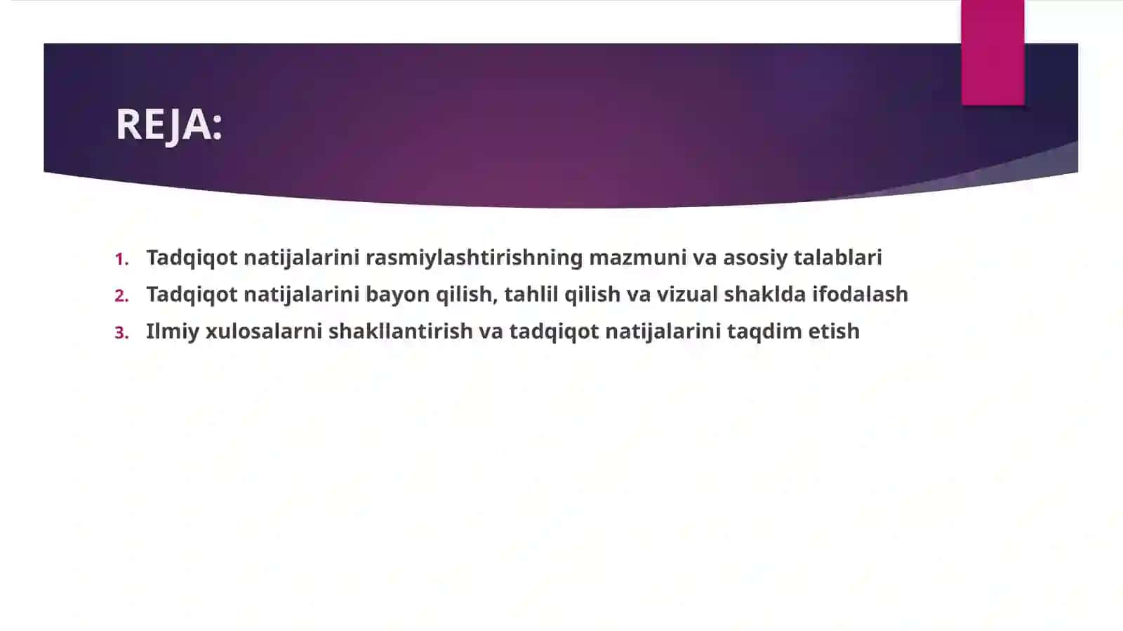 Tadqiqot natijalarini rasmiylashtirish 2