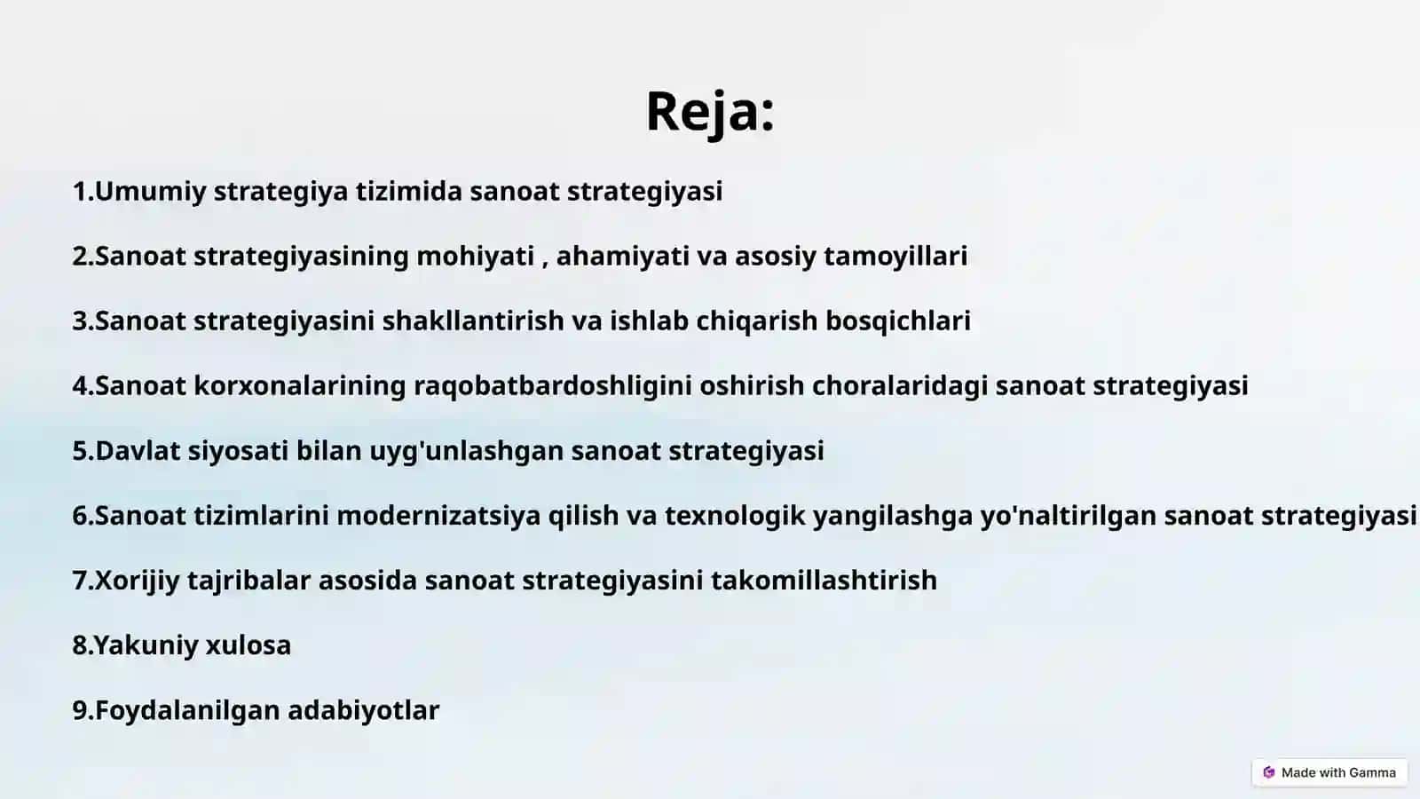 Umumiy strategiya tizimida sanoat strategiyasi 2