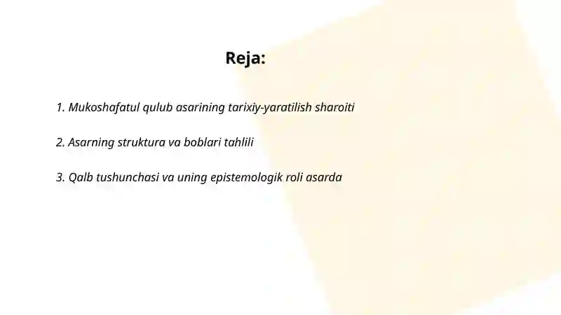 Abu Homid G'azzoliyning "Mukoshafatul qulub" asari 2