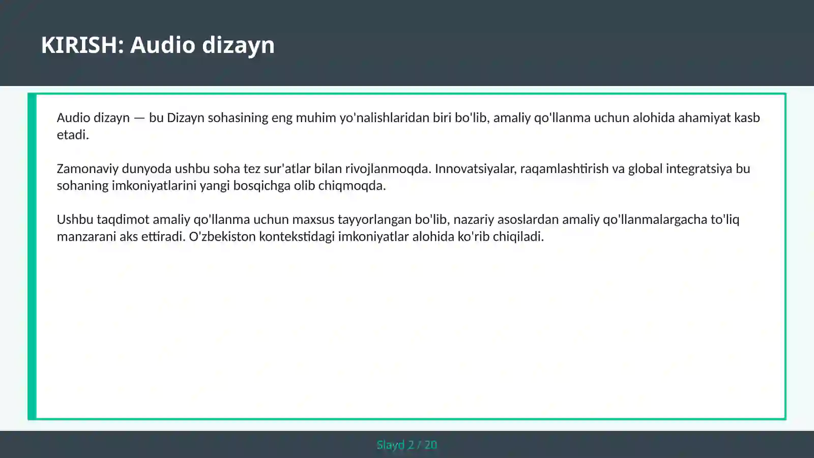 Audio dizayn 2